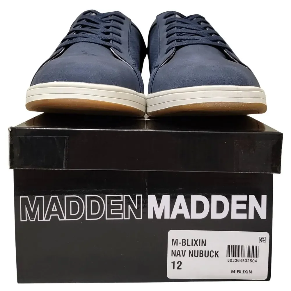 Madden Men Blixin Low Top Lace Up Sneakers Size US 12M Navy Blue Faux Nubuck